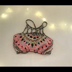 Hobie strappy pastel patterned bikini top